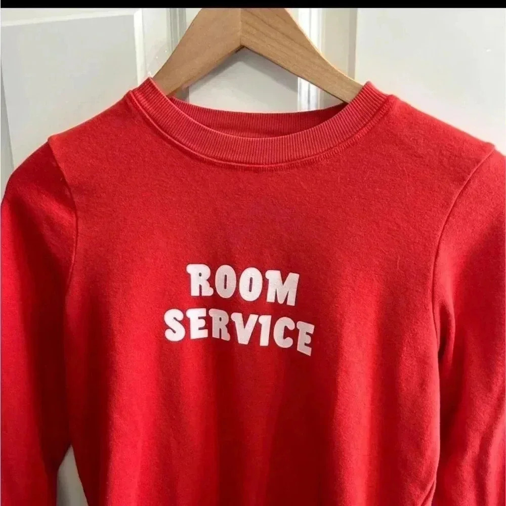 Fun ban.do brand  “room service”  women’s sweatshirt size XS. fits girl size 12